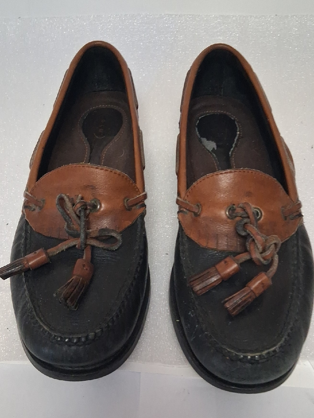Rockport Two-Tone Brown and Black Tassel Loafers